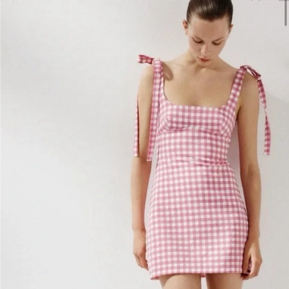 Zara Dresses & Skirts - NWT - Zara Pink Gingham Mini Dress never worn!